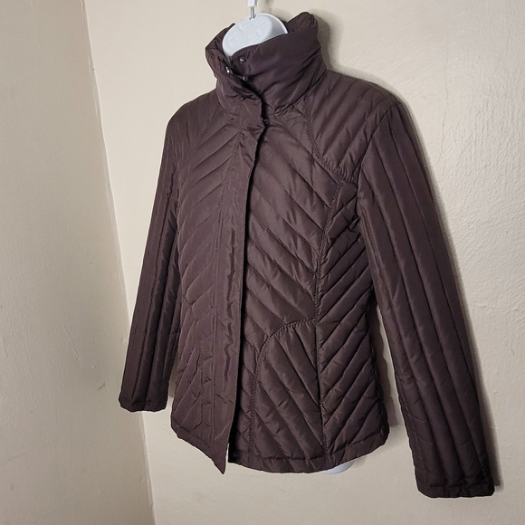 Kenneth Cole Reaction Down Quilted Puffer Coat Brown Women's Medium - Picture 2 of 6